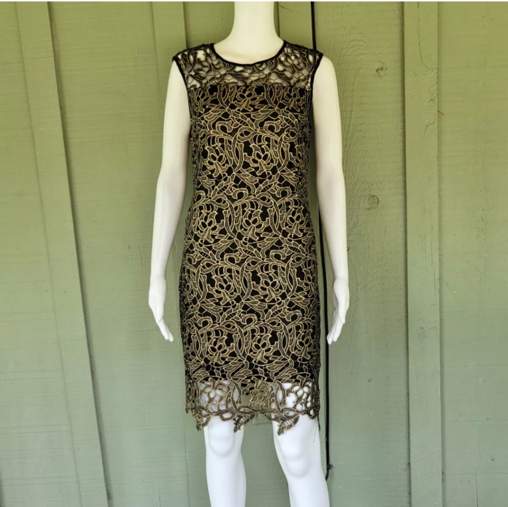 Gianni Bini Ariana All that Glitters Black Gold Lace, P2P 18"